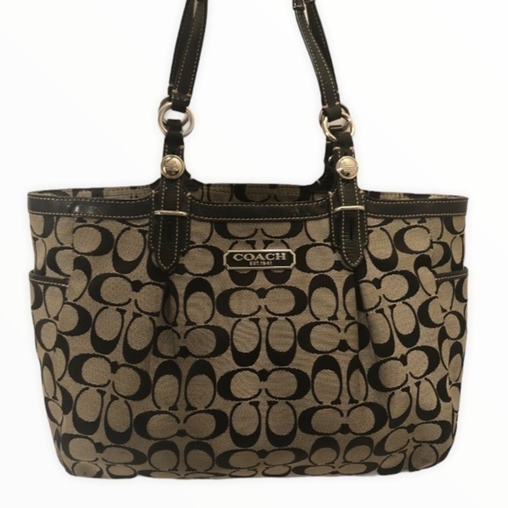 Coach signature black gray tote bag